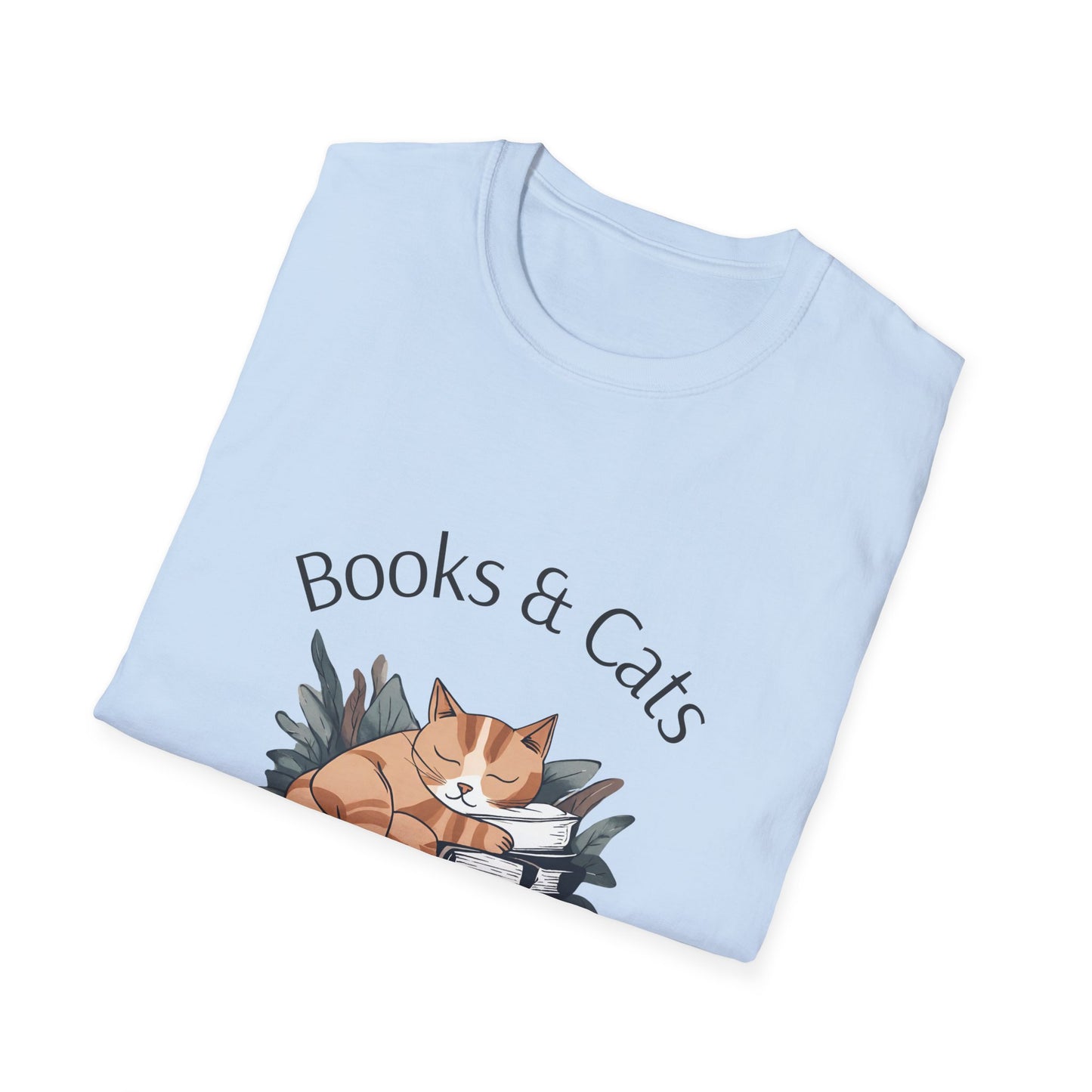 Books and Cats - A Perfect Pair"  - Unisex Softstyle T-Shirt
