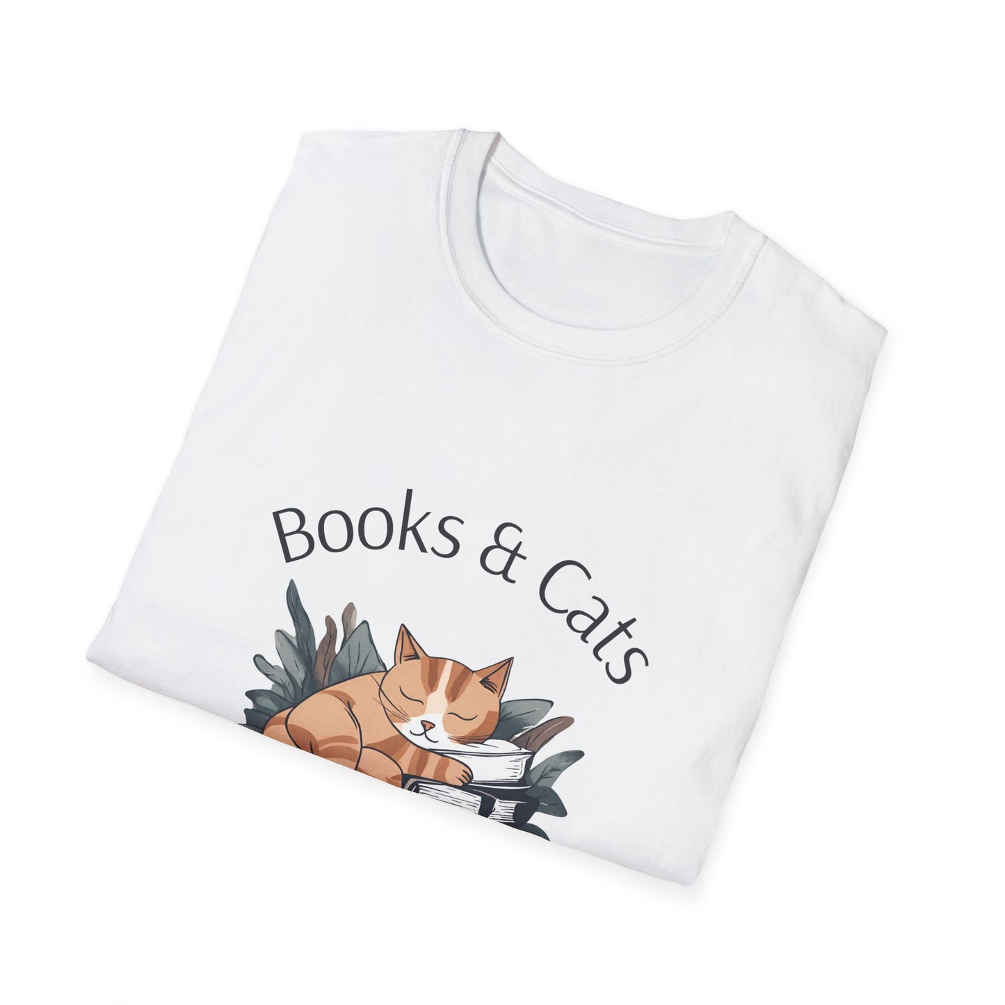 Books and Cats - A Perfect Pair"  - Unisex Softstyle T-Shirt