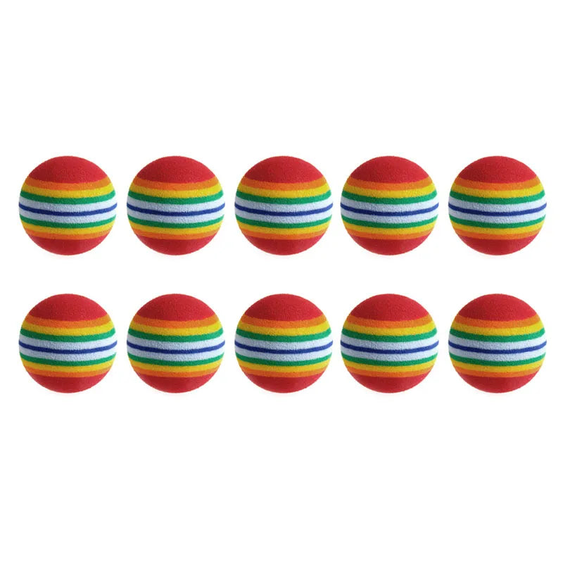 Rainbow Rattle Cat Toy Balls - 10 Pack