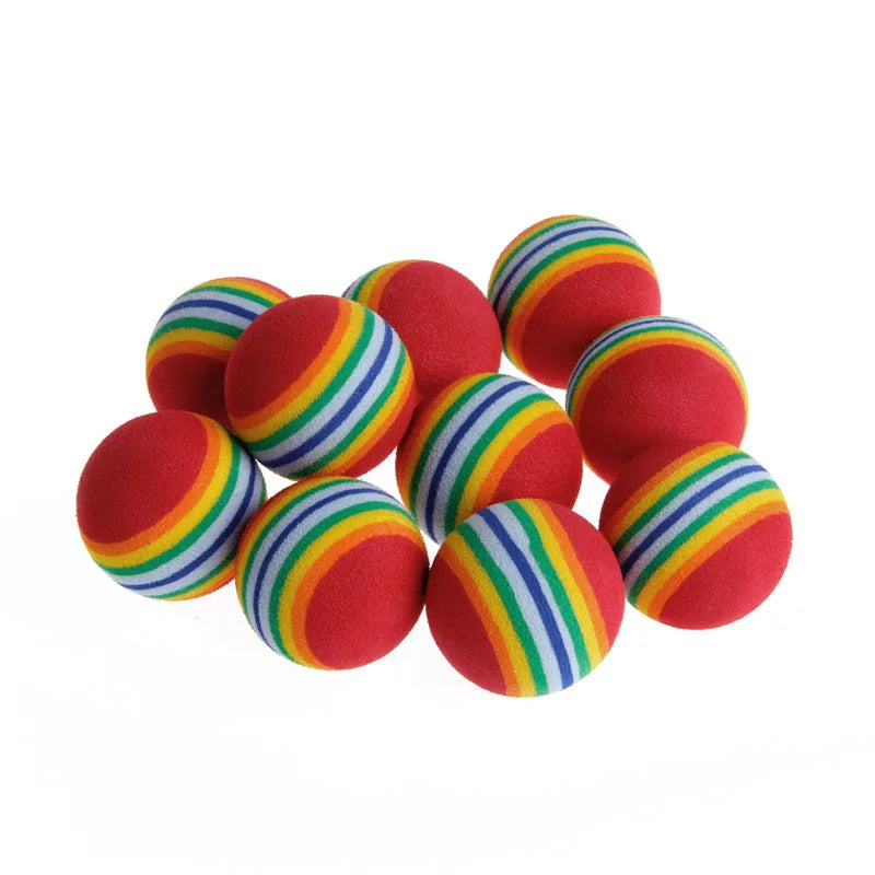 Rainbow Rattle Cat Toy Balls - 10 Pack