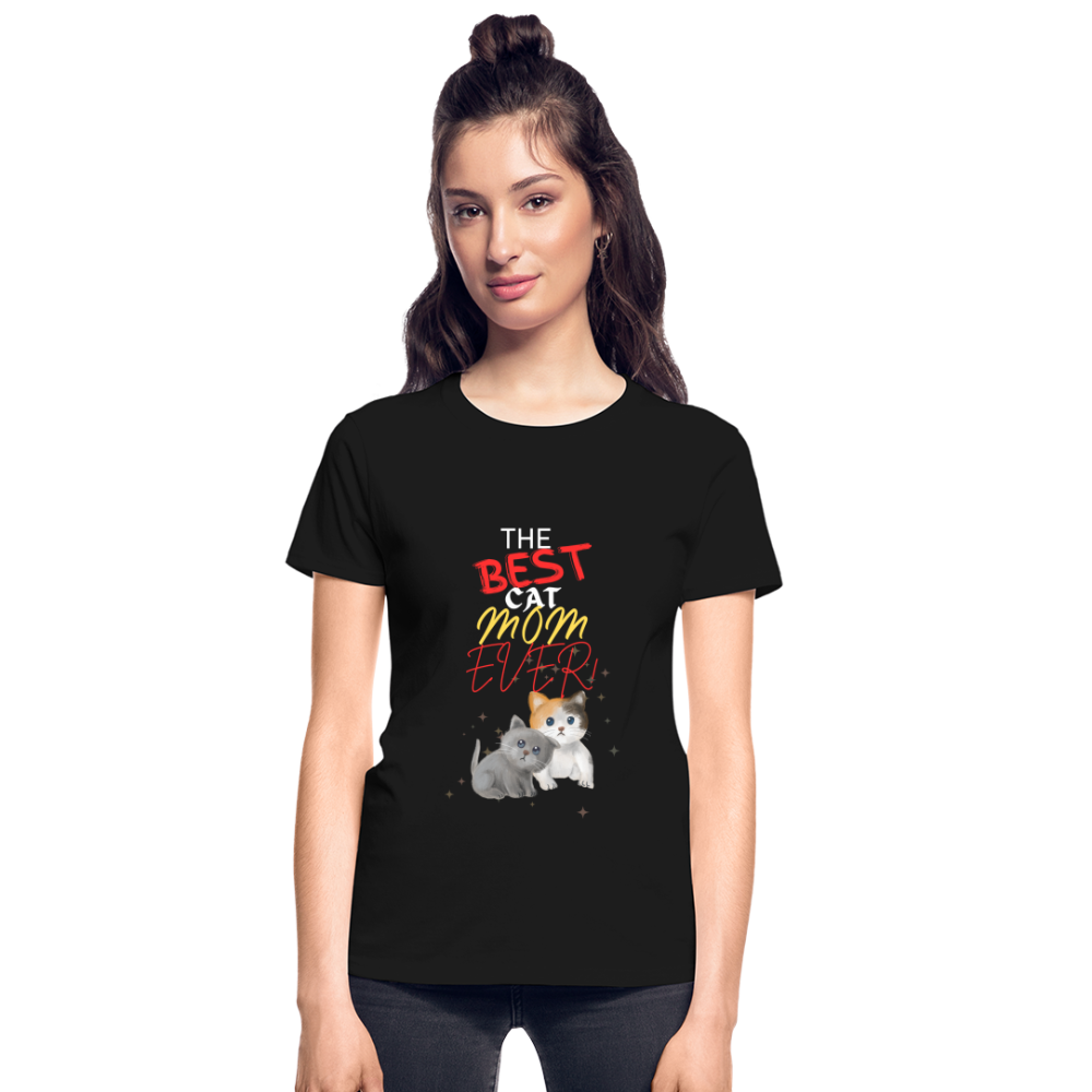 The Best Cat Mom Ever! (Design 3) - Gildan Ultra Cotton Ladies T-Shirt - black