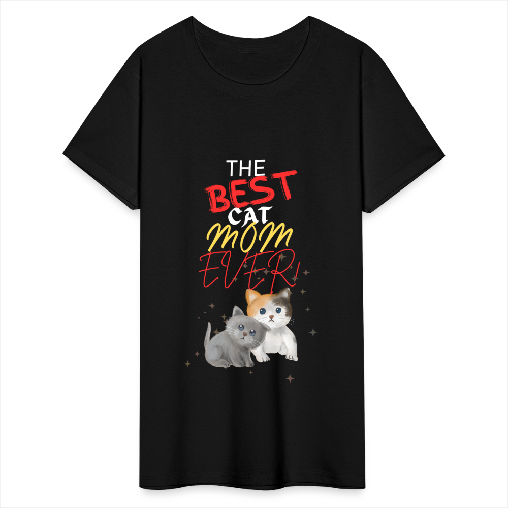 The Best Cat Mom Ever! (Design 3) - Gildan Ultra Cotton Ladies T-Shirt - black