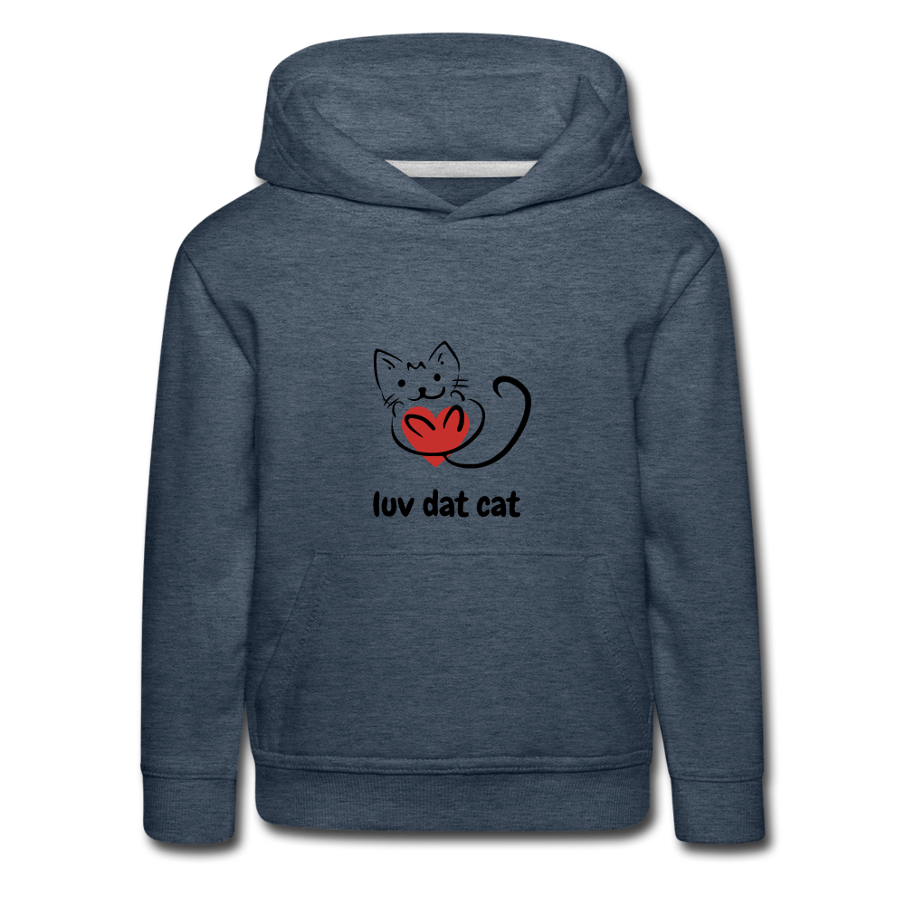 Official Luv Dat Cat Kids‘ Premium Hoodie - heather denim