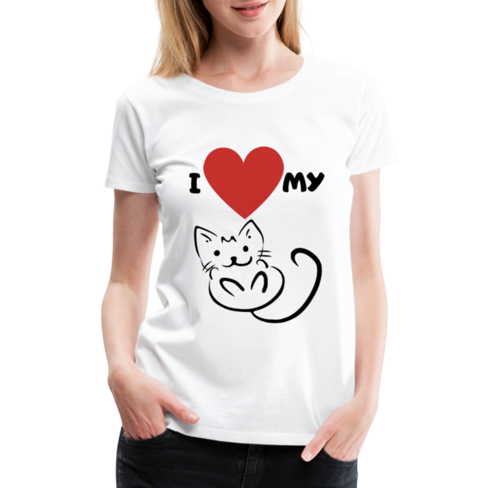 I HEART MY CAT Women's Premium T-Shirt - white