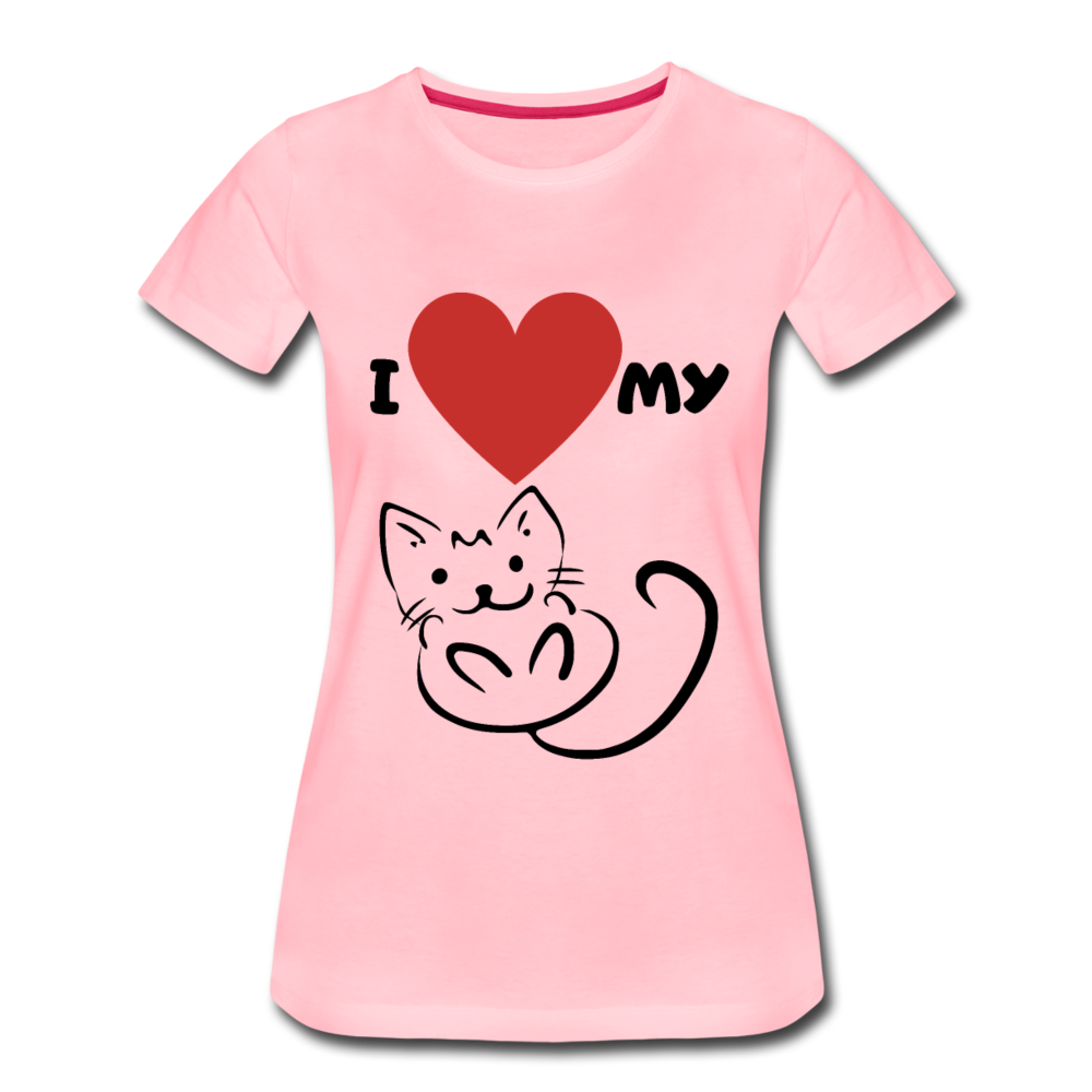 I HEART MY CAT Women's Premium T-Shirt - pink