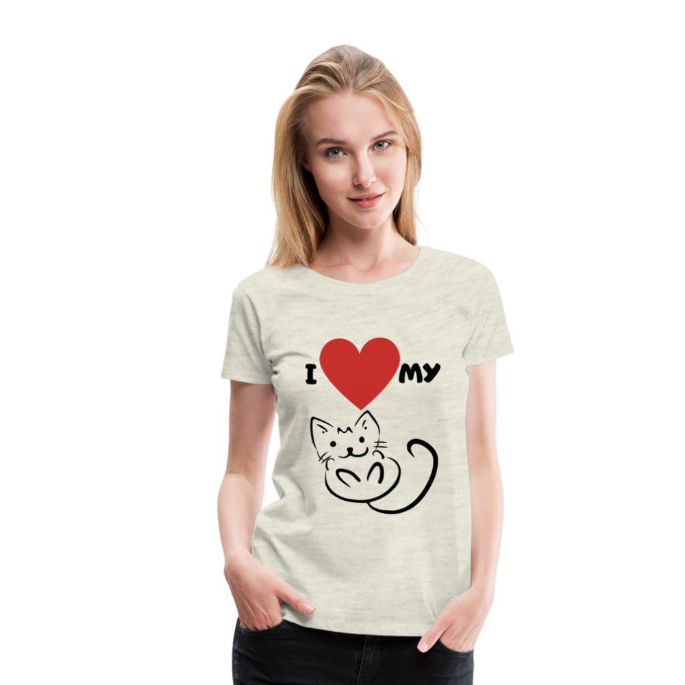 I HEART MY CAT Women's Premium T-Shirt - heather oatmeal