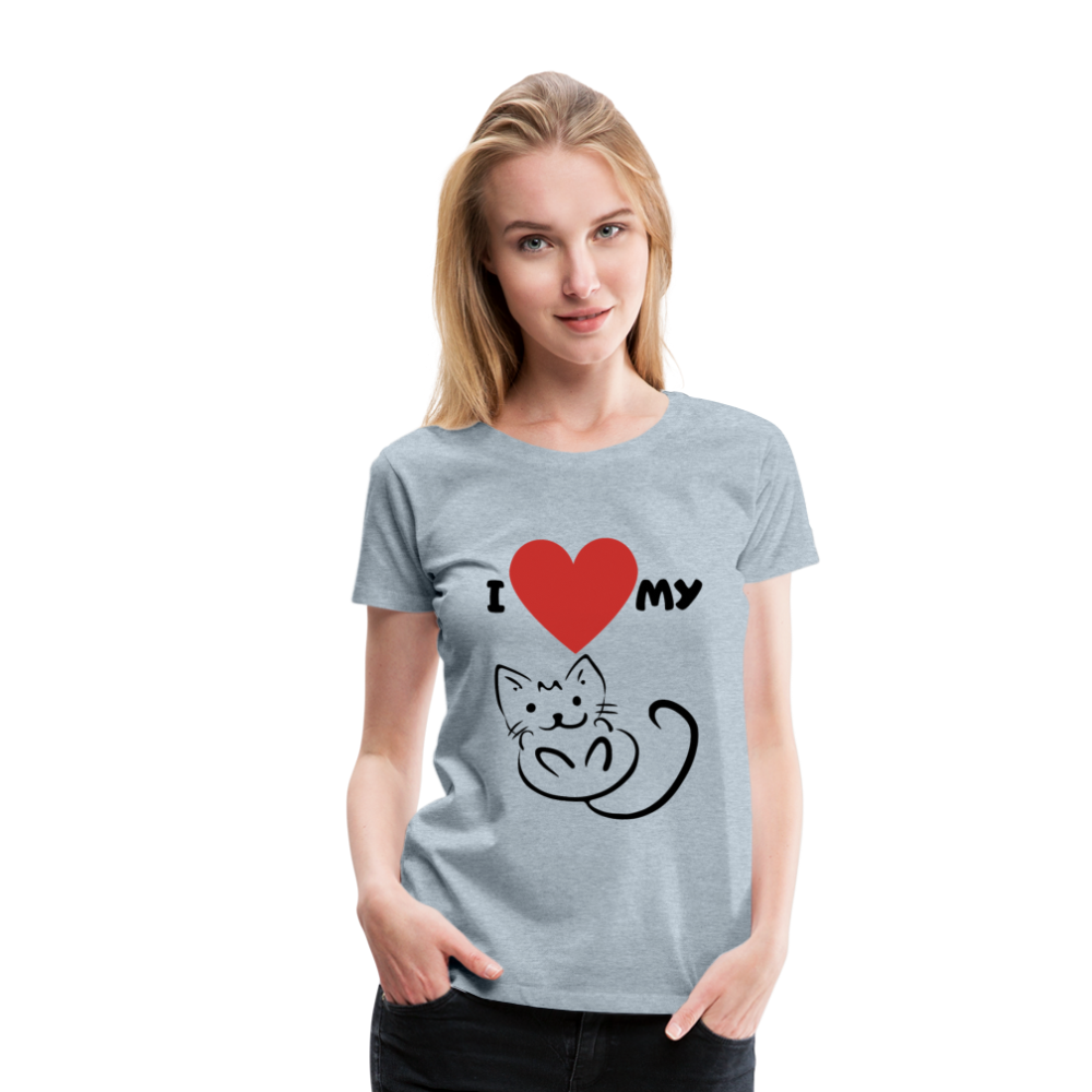 I HEART MY CAT Women's Premium T-Shirt - heather ice blue