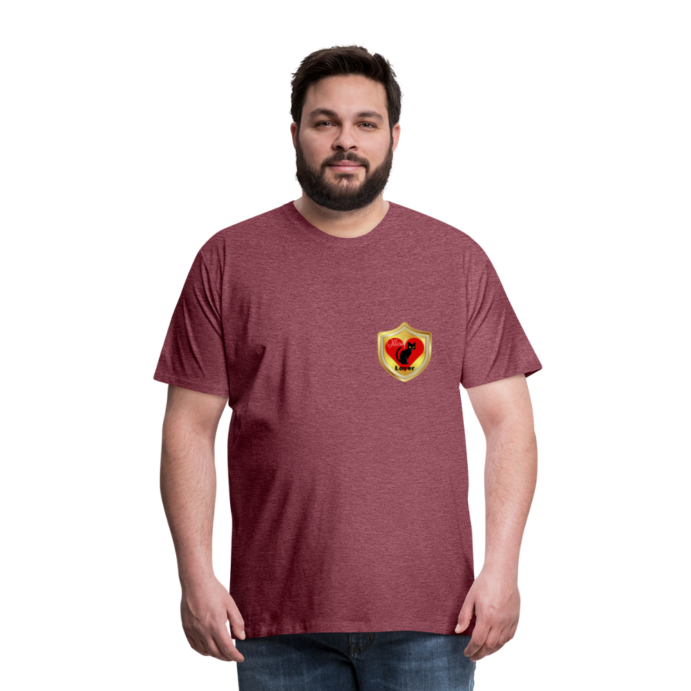 Official Cat Lover Badge (left breast) Men's Premium T-Shirt - heather burgundy