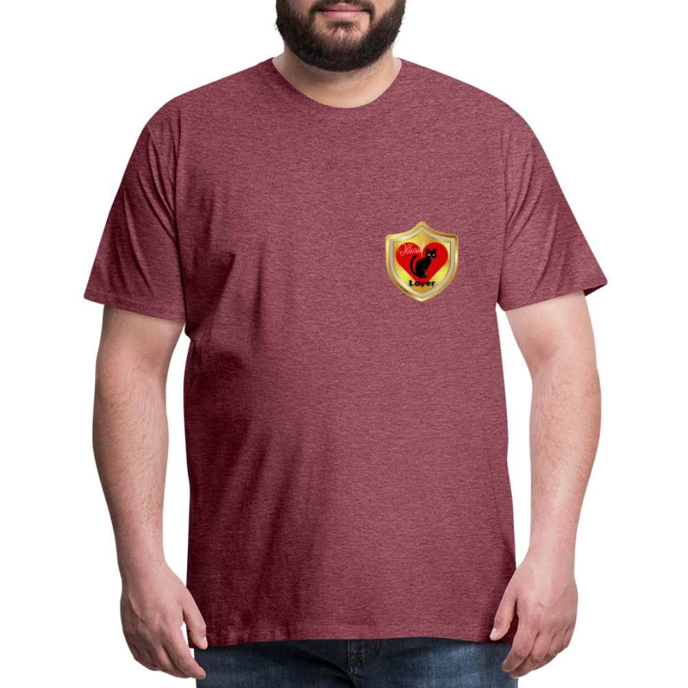 Official Cat Lover Badge (left breast) Men's Premium T-Shirt - heather burgundy