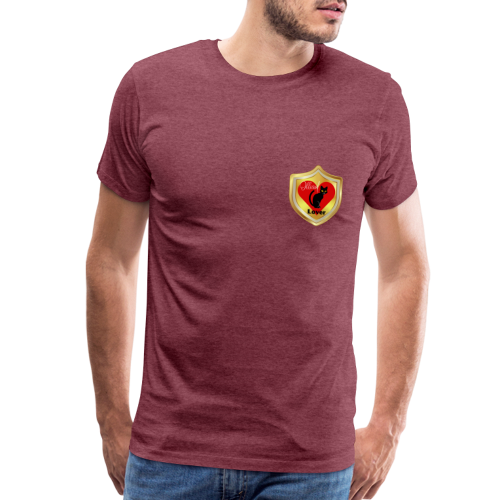 Official Cat Lover Badge (left breast) Men's Premium T-Shirt - heather burgundy