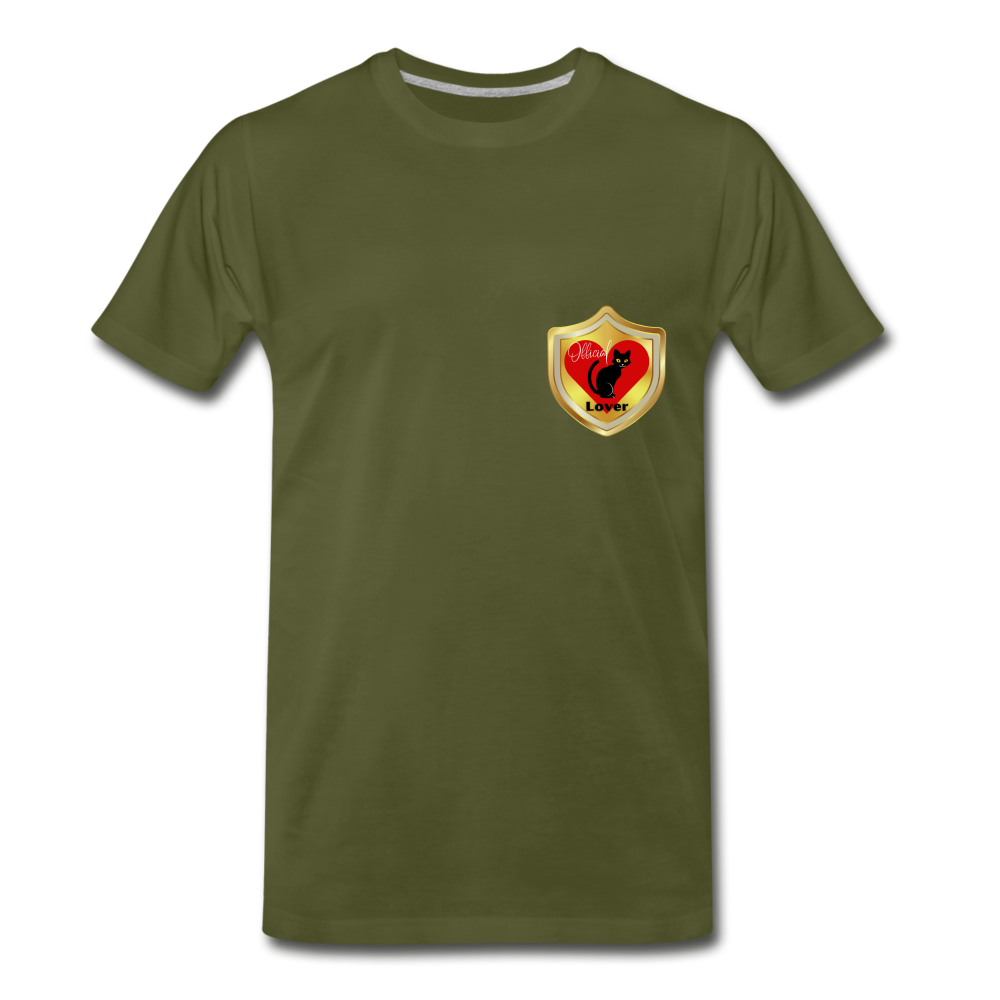 Official Cat Lover Badge (left breast) Men's Premium T-Shirt - olive green