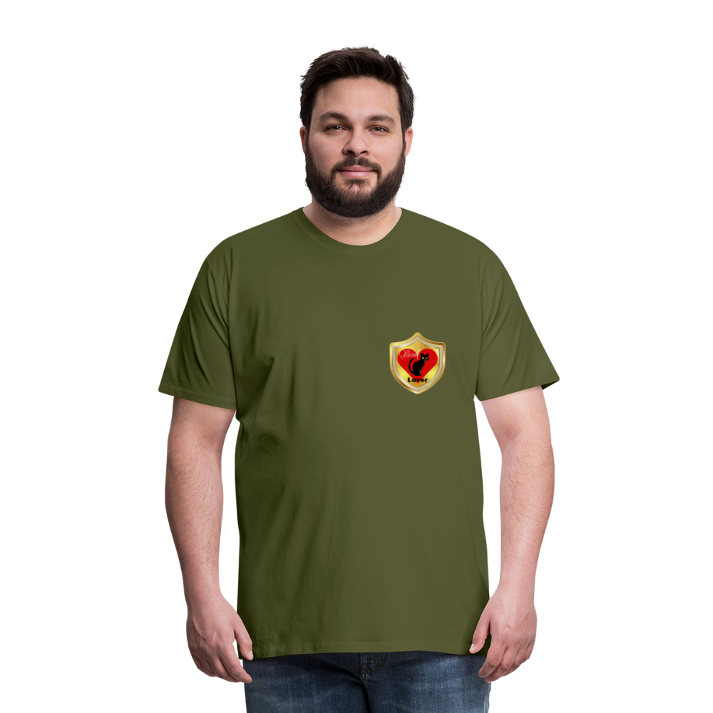 Official Cat Lover Badge (left breast) Men's Premium T-Shirt - olive green