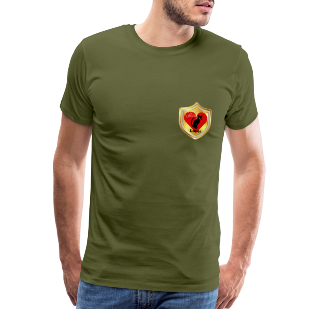 Official Cat Lover Badge (left breast) Men's Premium T-Shirt - olive green