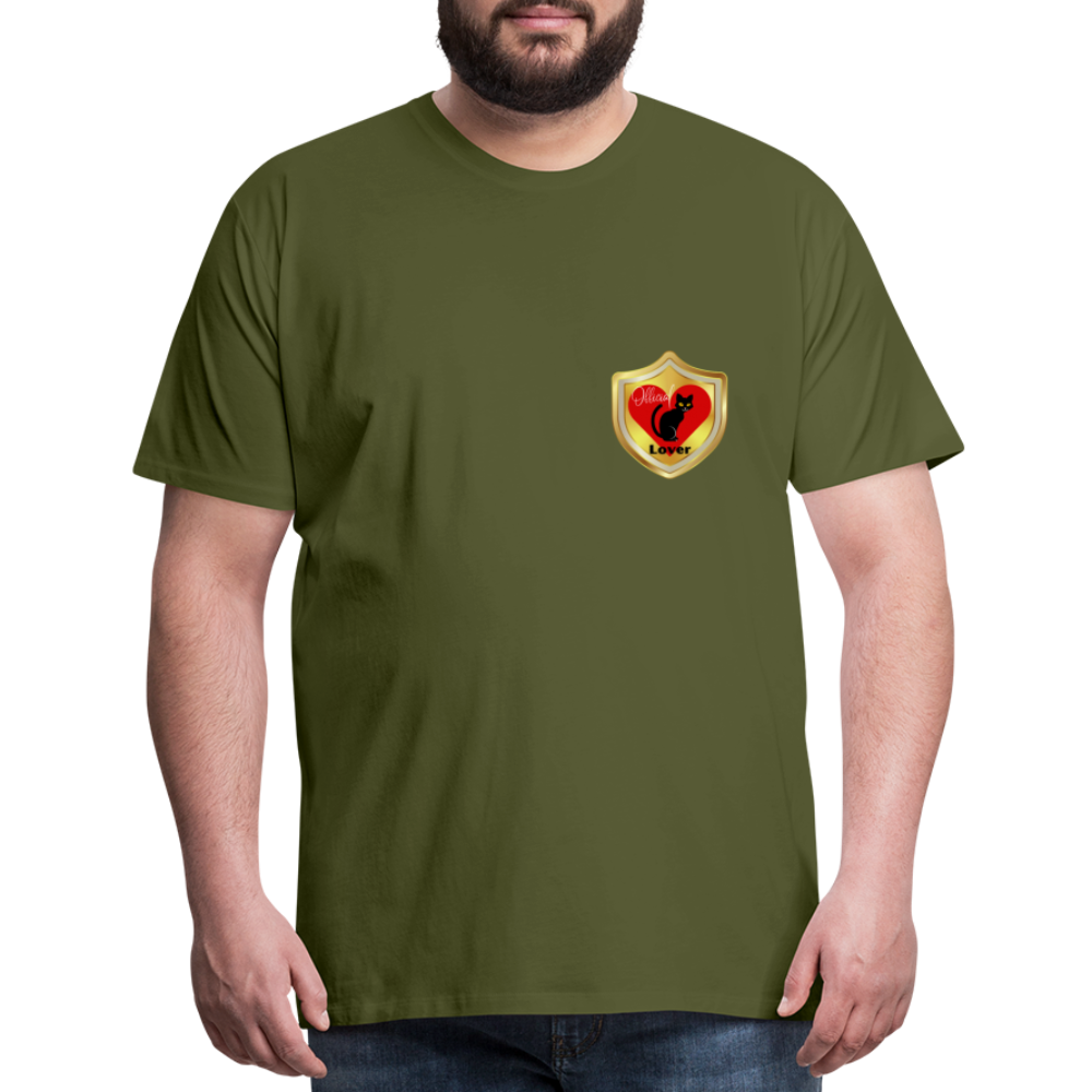 Official Cat Lover Badge (left breast) Men's Premium T-Shirt - olive green