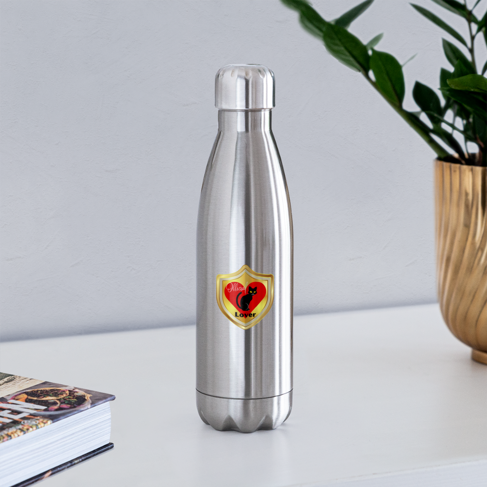 Official Cat Lover Badge Insulated Stainless Steel Water Bottle - silver