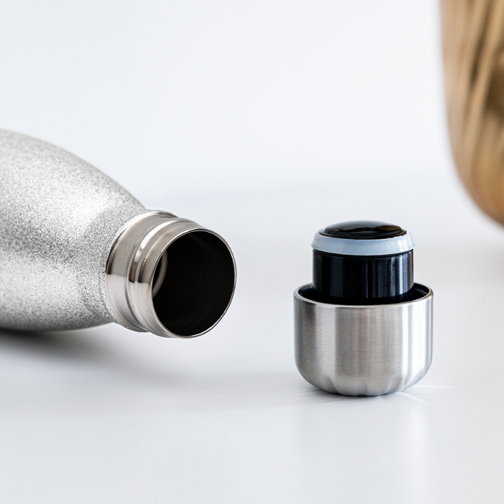 Official Cat Lover Badge Insulated Stainless Steel Water Bottle - silver glitter