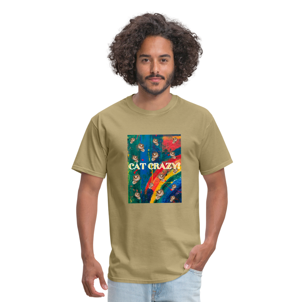 CAT CRAZY Men's T-Shirt - khaki