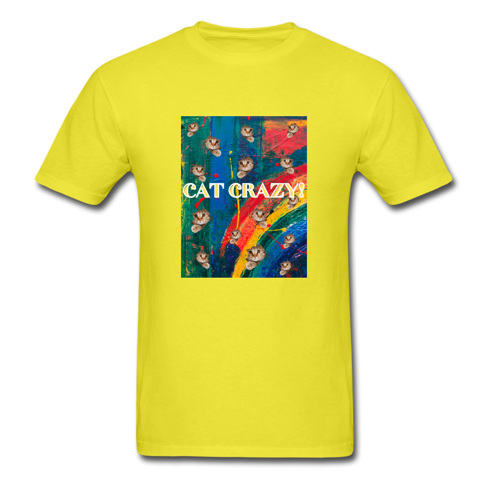 CAT CRAZY Men's T-Shirt - yellow