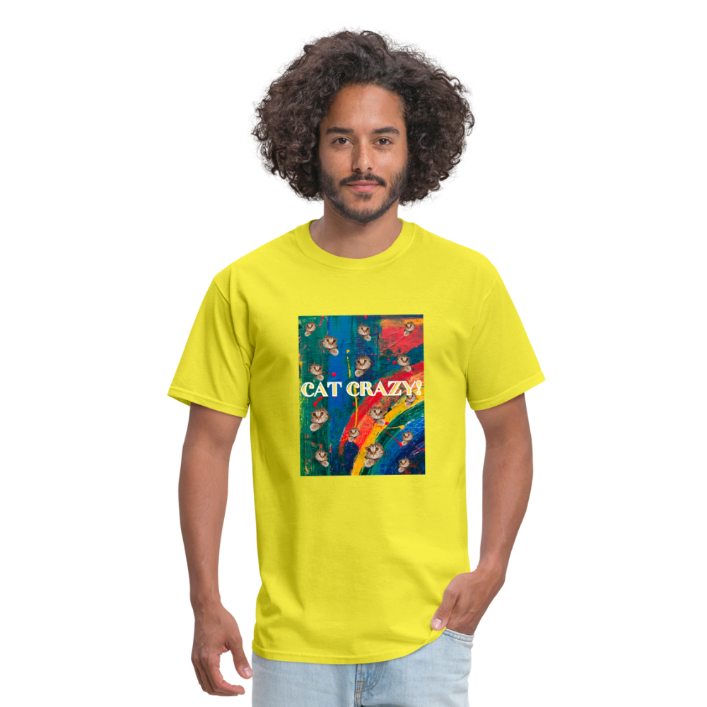 CAT CRAZY Men's T-Shirt - yellow