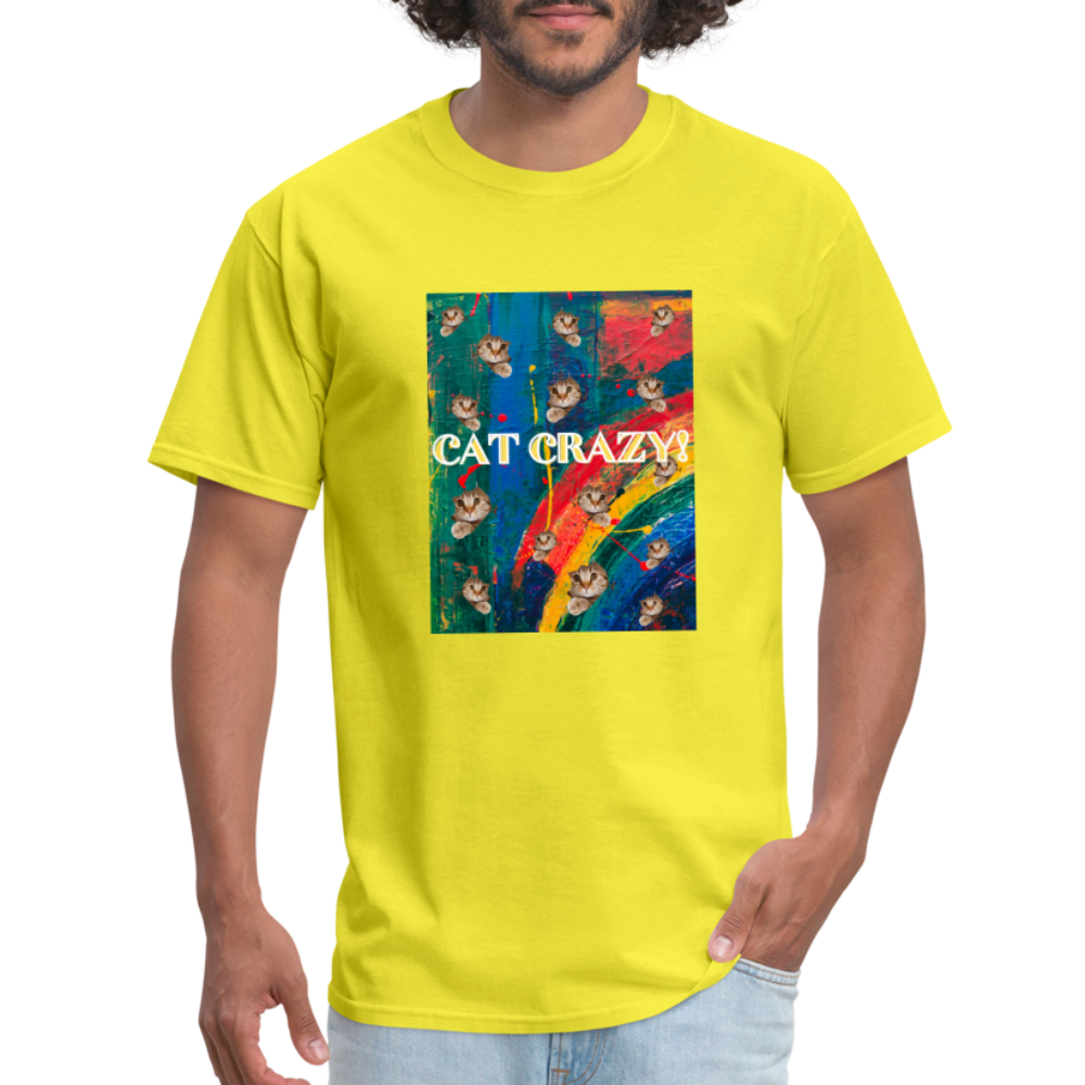 CAT CRAZY Men's T-Shirt - yellow