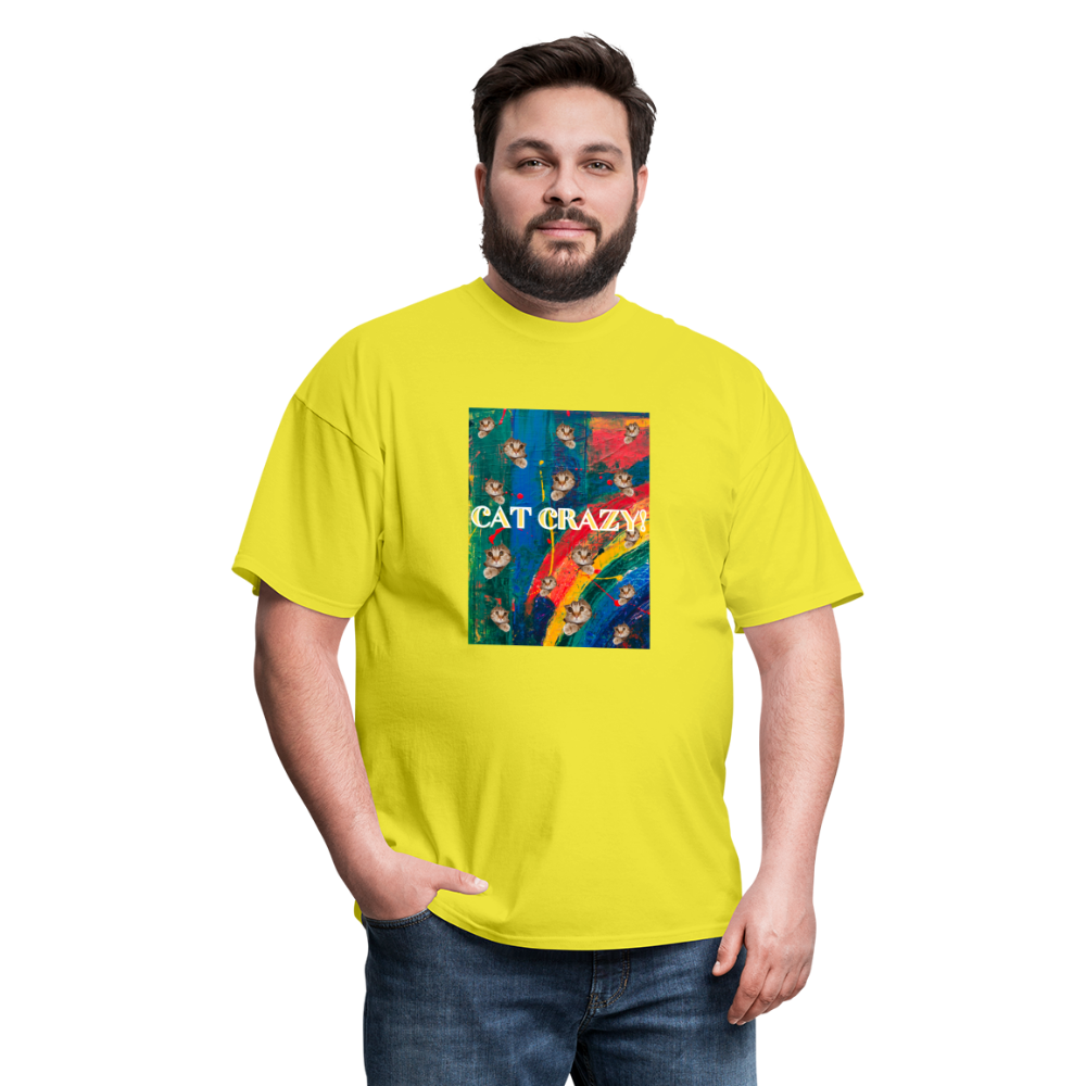 CAT CRAZY Men's T-Shirt - yellow