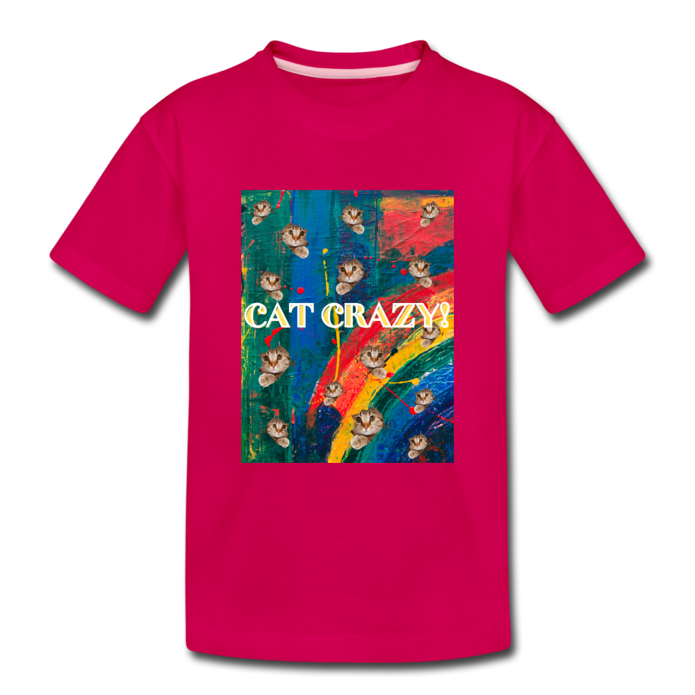 CAT CRAZY Toddler Premium T-Shirt - dark pink