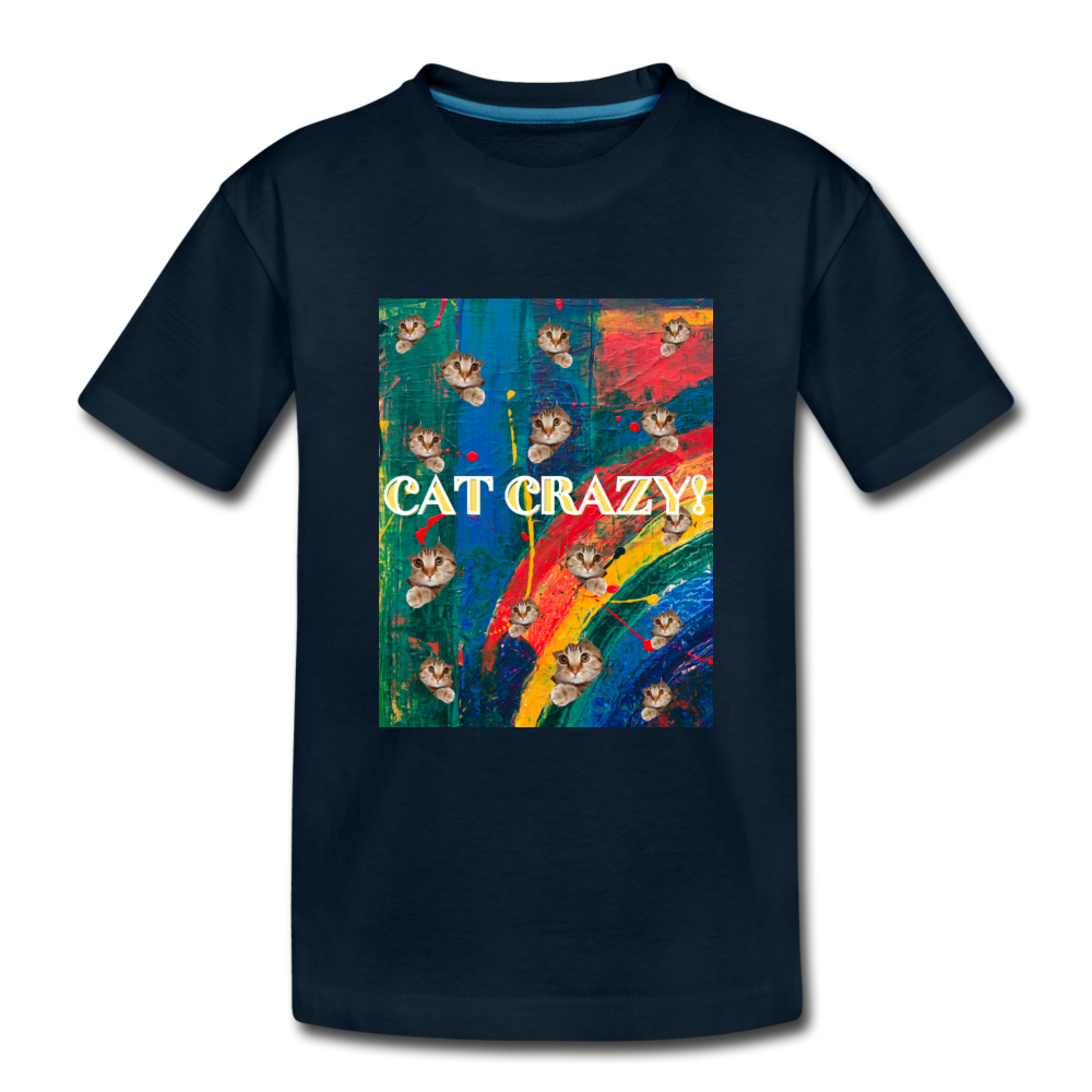CAT CRAZY Toddler Premium T-Shirt - deep navy