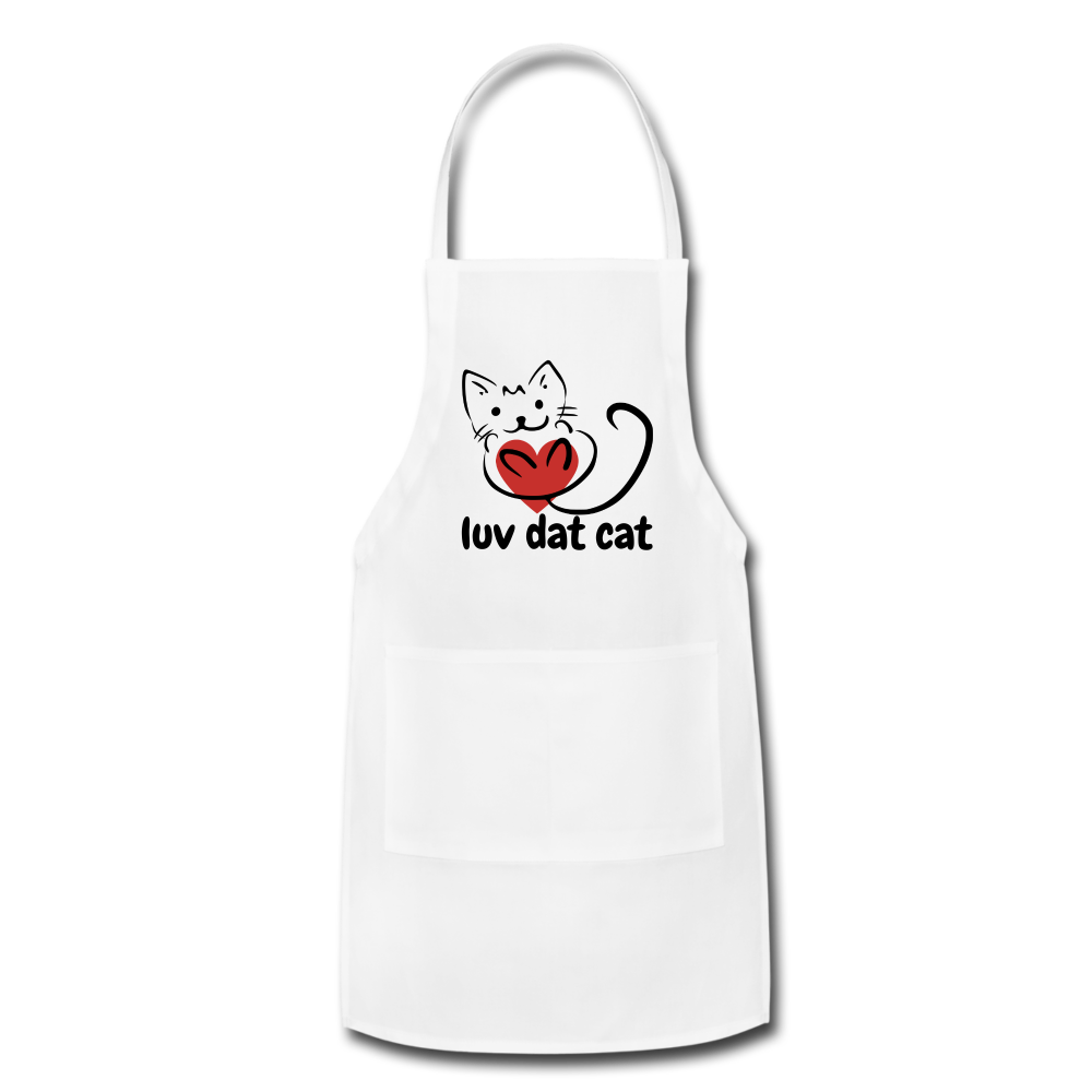 Official Luv Dat Cat Adjustable Apron - white