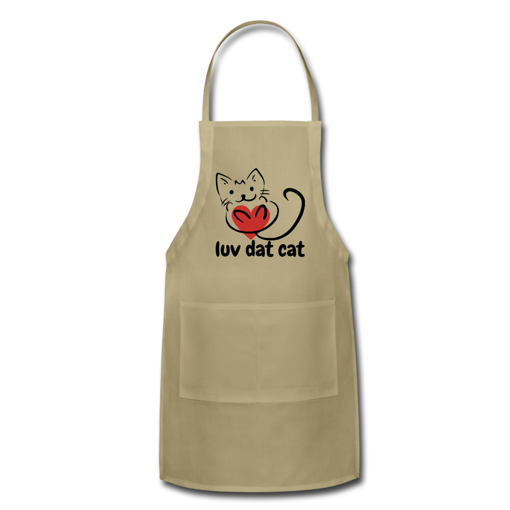 Official Luv Dat Cat Adjustable Apron - khaki