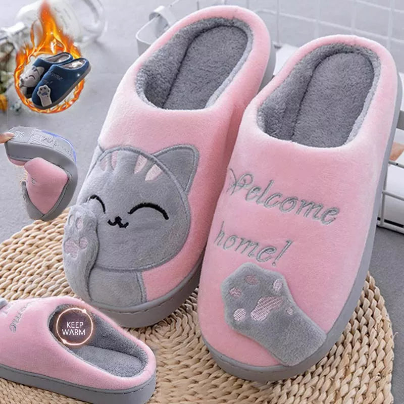 "Welcome Home Cat Slippers"