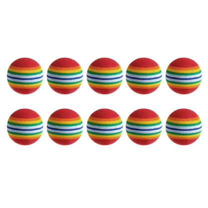 Rainbow Rattle Cat Toy Balls - 10 Pack