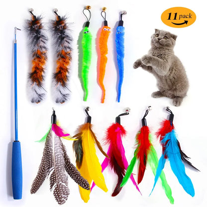 11pcs Replacement Cat Feather Toy Set