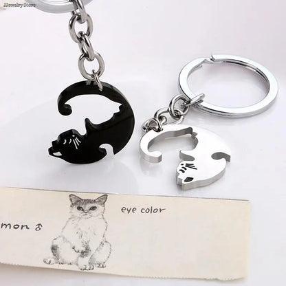 Yin and Yang Interlocked Cats Keychain