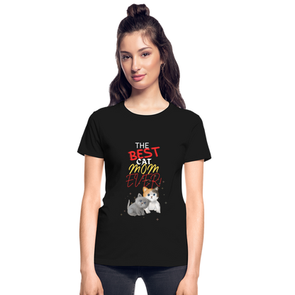 The Best Cat Mom Ever! (Design 3) - Gildan Ultra Cotton Ladies T-Shirt - black