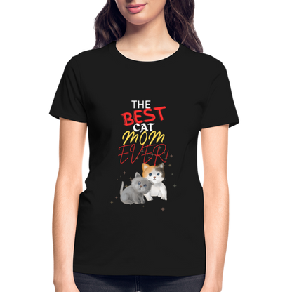 The Best Cat Mom Ever! (Design 3) - Gildan Ultra Cotton Ladies T-Shirt - black