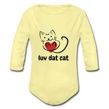 Load image into Gallery viewer, Official Luv Dat Cat Organic Long Sleeve Baby Bodysuit - washed yellow