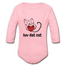 Load image into Gallery viewer, Official Luv Dat Cat Organic Long Sleeve Baby Bodysuit - light pink