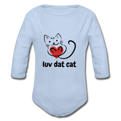 Official Luv Dat Cat Organic Long Sleeve Baby Bodysuit - sky