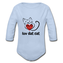 Load image into Gallery viewer, Official Luv Dat Cat Organic Long Sleeve Baby Bodysuit - sky
