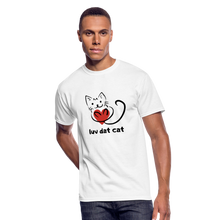 Load image into Gallery viewer, Official Luv Dat Cat Men&#39;s 50/50 T-Shirt - white