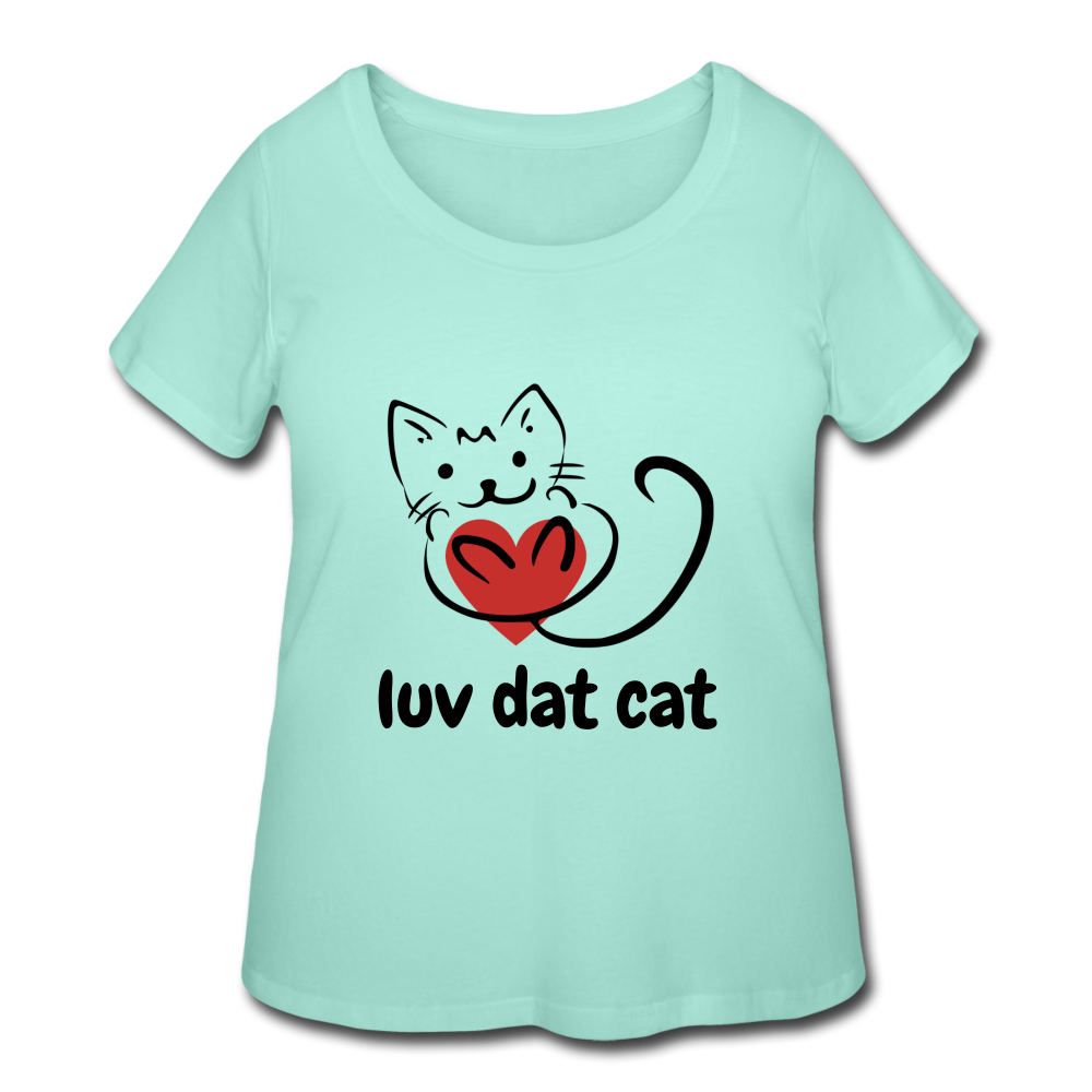 Official Luv Dat Cat Women's Curvy T-Shirt - mint