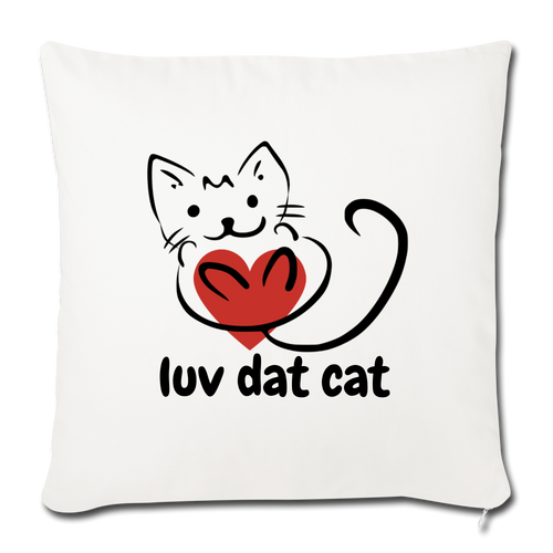 Official Luv Dat Cat Throw Pillow Cover 17.5” x 17.5” - natural white
