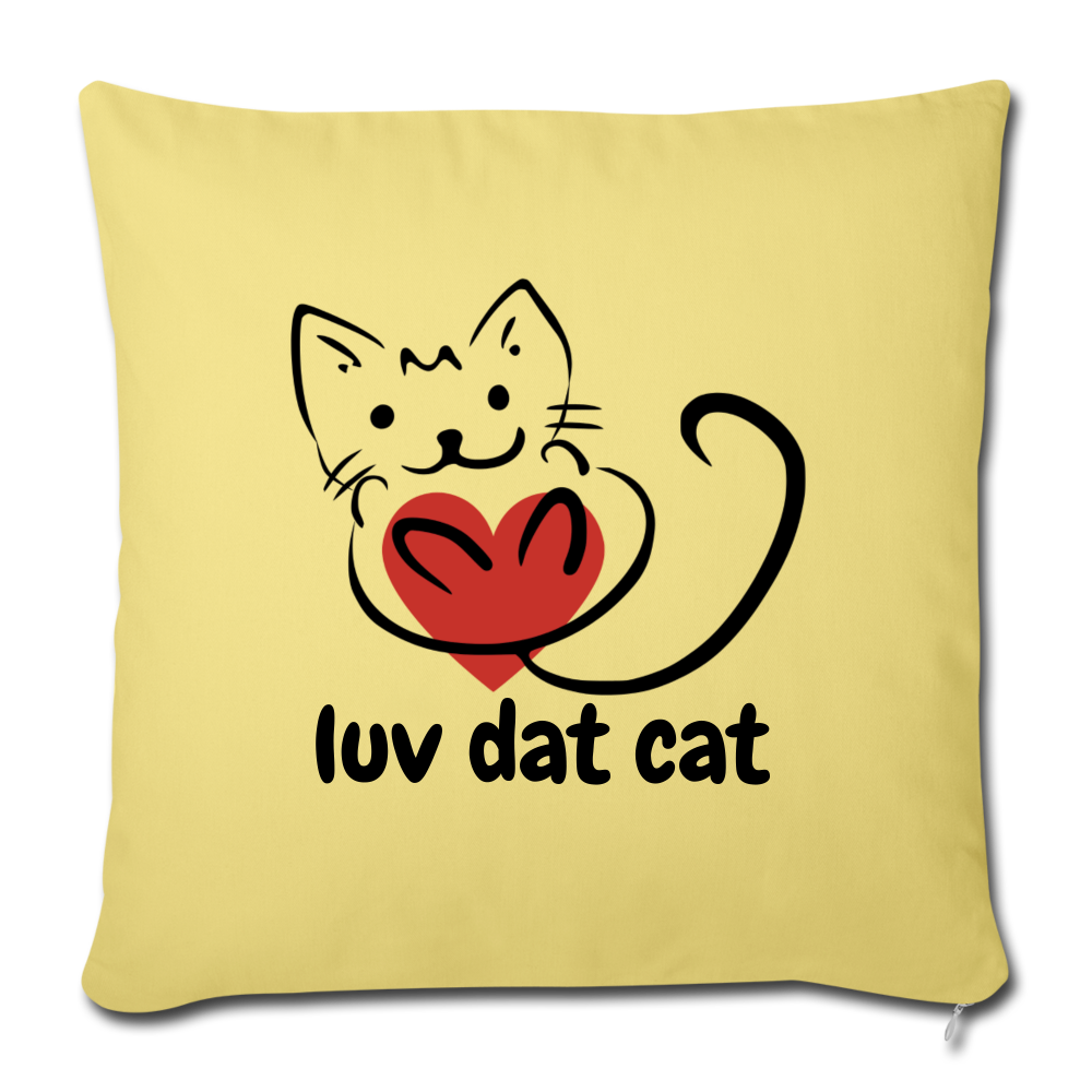 Official Luv Dat Cat Throw Pillow Cover 17.5” x 17.5” - washed yellow