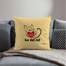 Load image into Gallery viewer, Official Luv Dat Cat Throw Pillow Cover 17.5” x 17.5” - washed yellow
