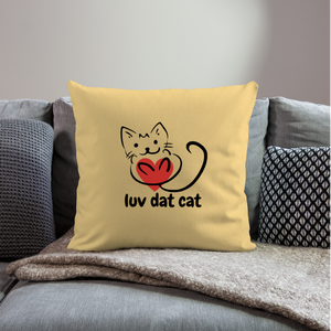 Official Luv Dat Cat Throw Pillow Cover 17.5” x 17.5” - washed yellow