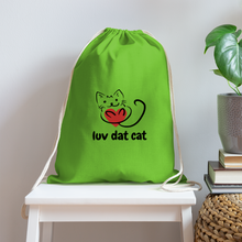 Load image into Gallery viewer, Official Luv Dat Cat Cotton Drawstring Bag - clover