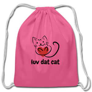 Official Luv Dat Cat Cotton Drawstring Bag - pink