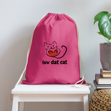 Load image into Gallery viewer, Official Luv Dat Cat Cotton Drawstring Bag - pink