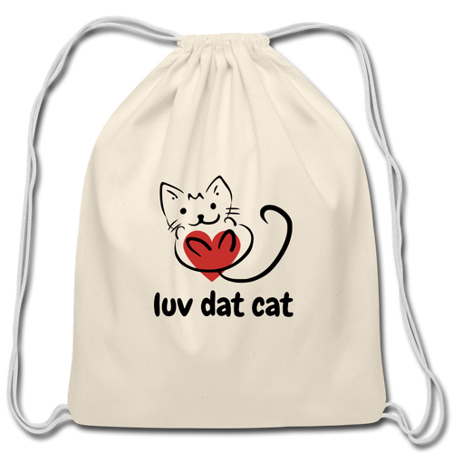 Official Luv Dat Cat Cotton Drawstring Bag - natural