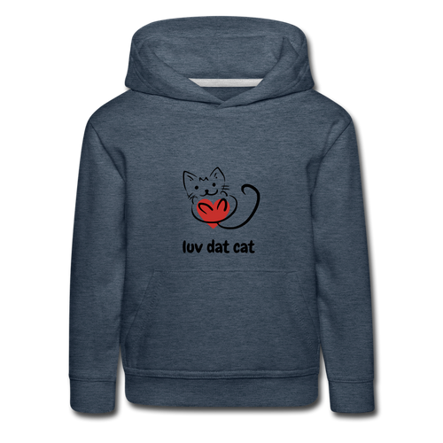 Official Luv Dat Cat Kids‘ Premium Hoodie - heather denim